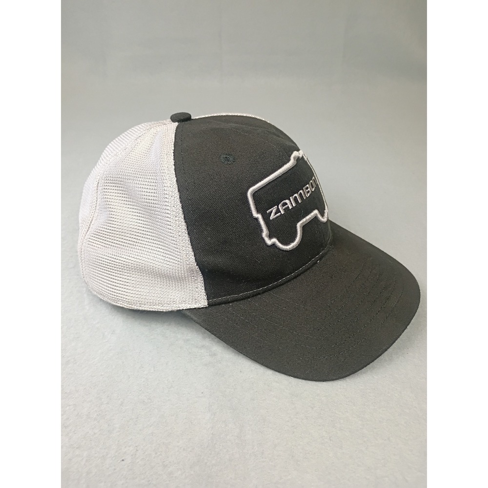 Zamboni Trucker Hat Black Grey Mesh Snapback Embroidered Logo Hockey Cap
